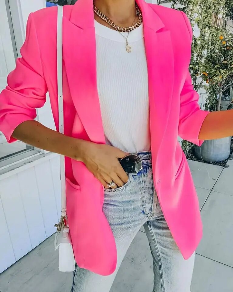 Blazer da donna Raine - Vestibilità oversize, monopetto, collo a revers - Completo elegante per ufficio e serate
