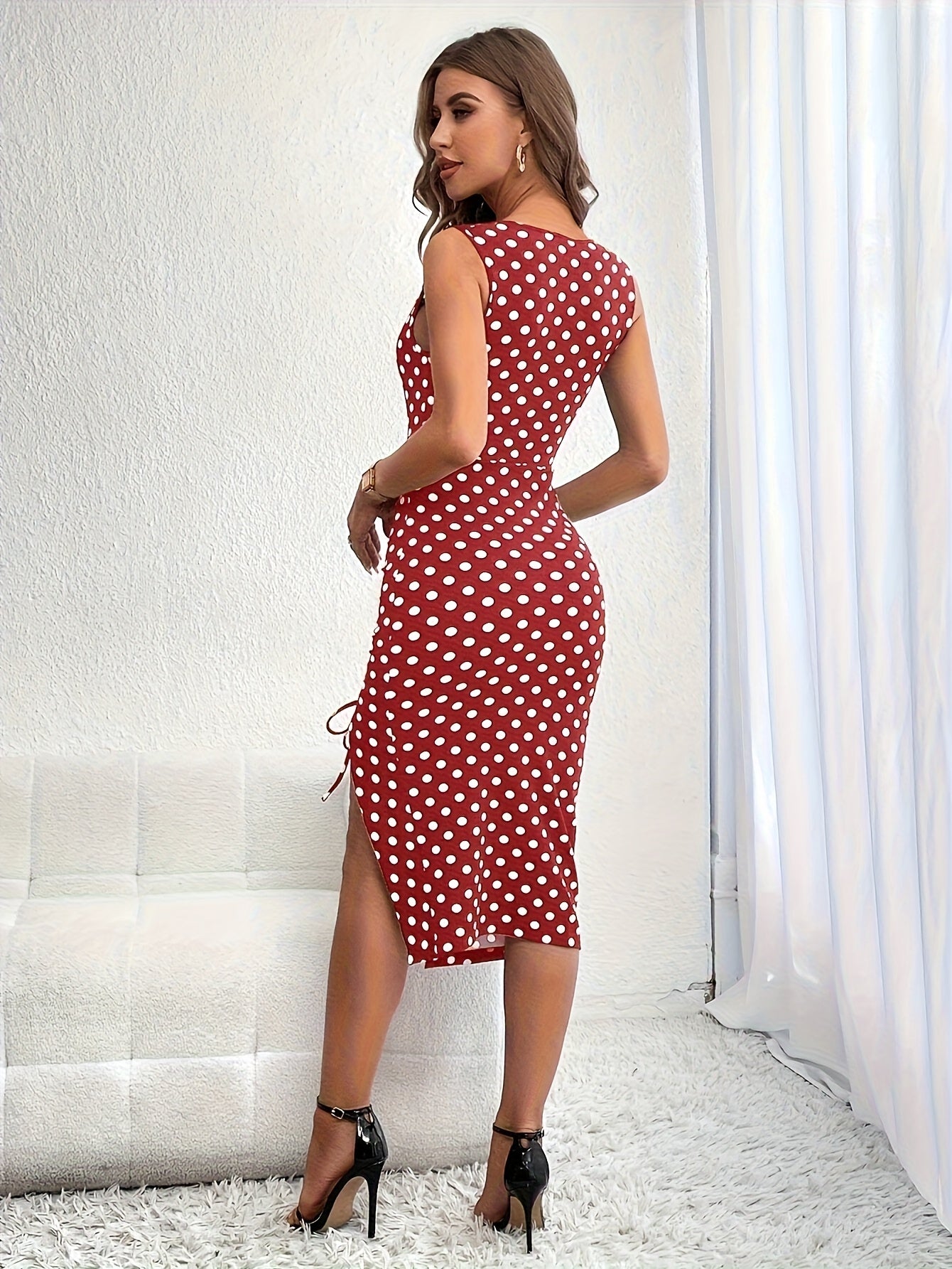 Seralya Elegante Abito da Donna - Abito Aderente Senza Maniche con Spacco e Coulisse Chic