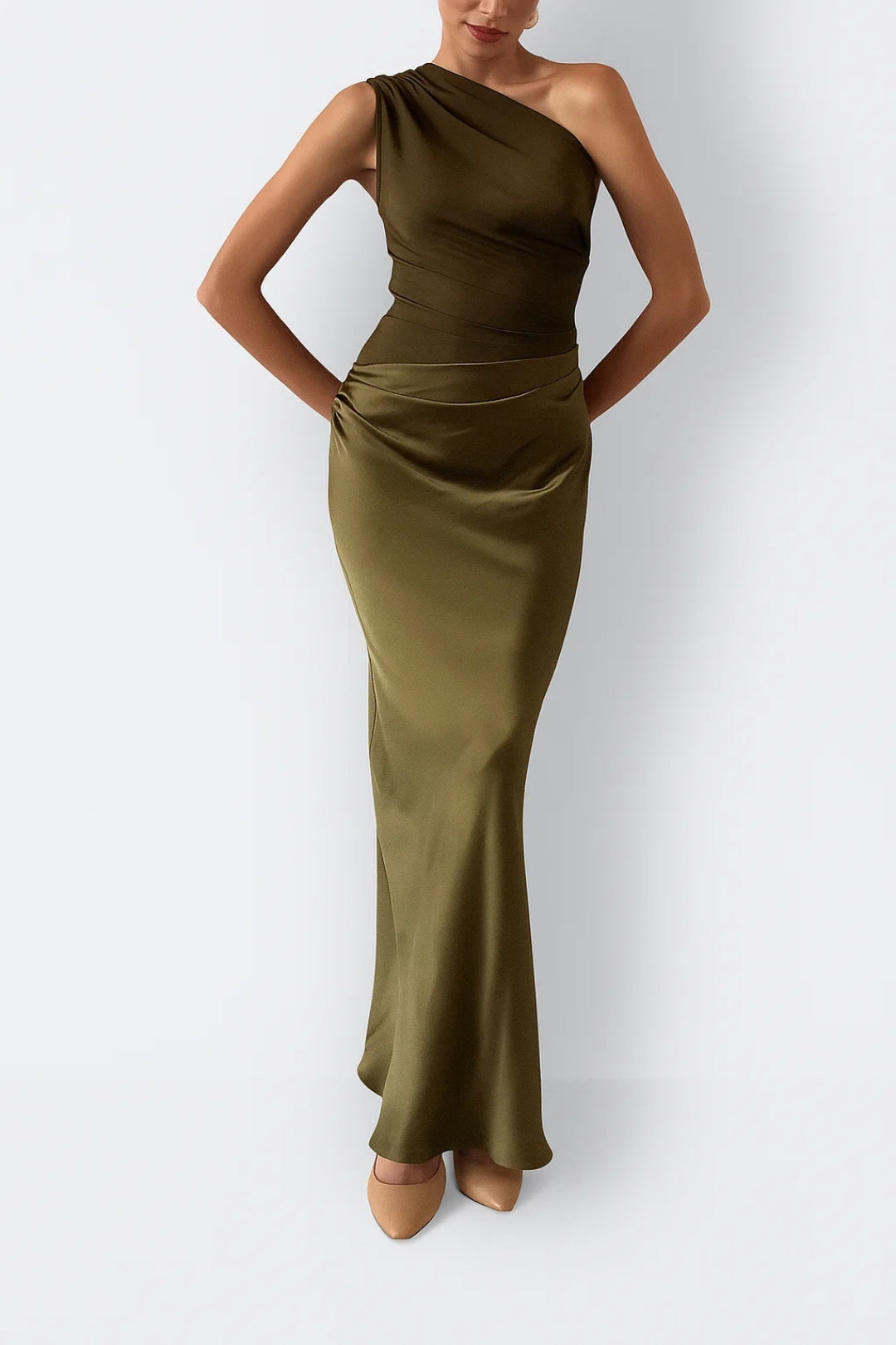 Clementine Robe Femme – Robe Longue Asymétrique en Satin Élégant pour Soirées & Événements