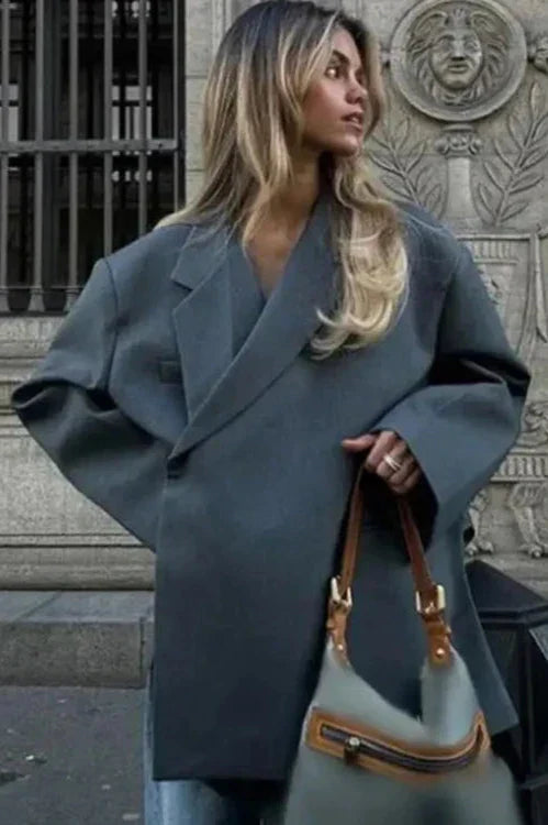 Morgan Blazer Oversize Femme – Veste Chic Longue à Revers Structuré & Coupe Décontractée