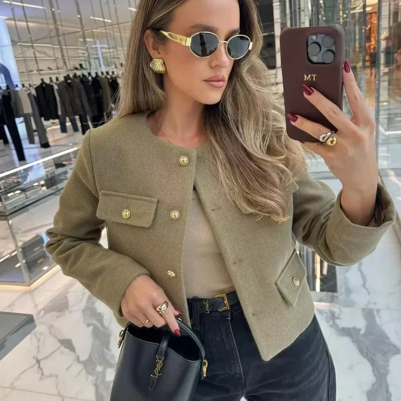 Cappotto da donna Maisy - Elegante cappotto classico con eleganti bottoni decorativi