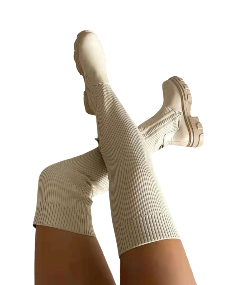 Effer női overknee csizma stretch anyagból – divatos, elegáns csizma kényelmes sarokkal