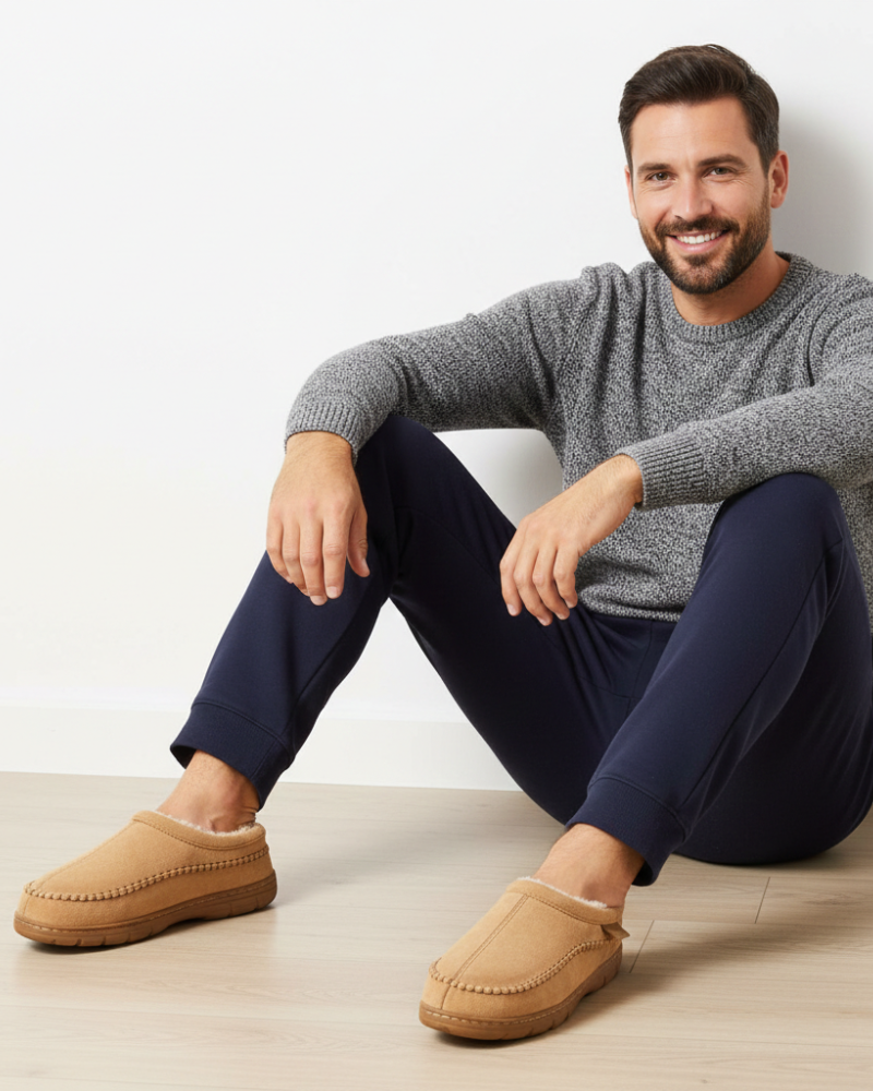 Leon heren pantoffels gevoerd met pluche – warme, antislip en comfortabele pantoffels