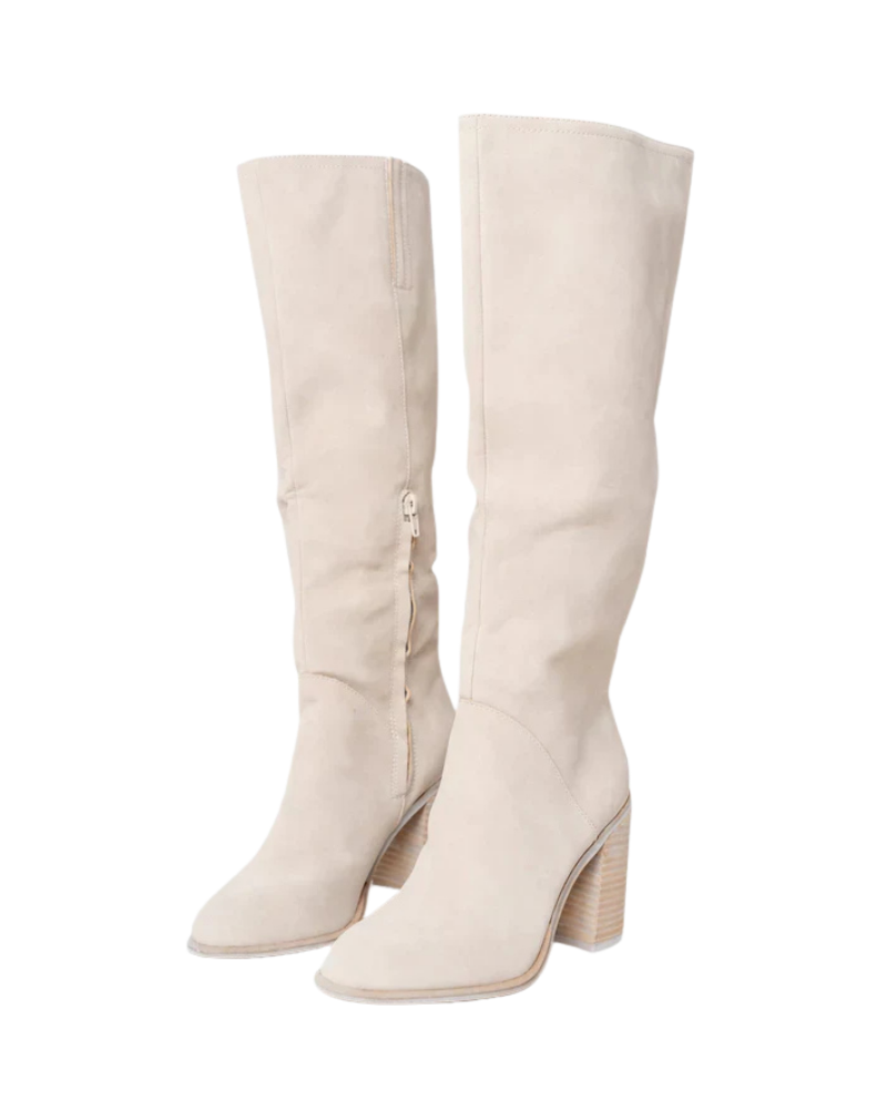 Noemie naisten korkeat saappaat beige – tyylikkäät ja mukavat keinonahkaiset saappaat istuvalla leikkauksella
