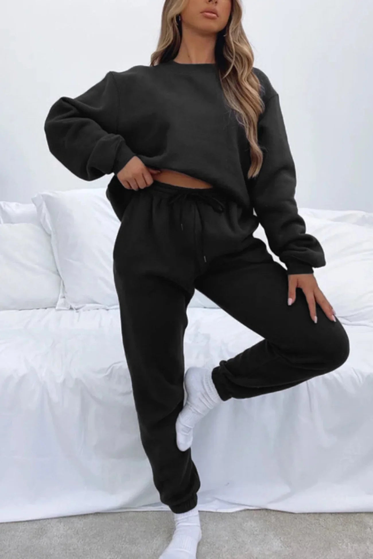 Ruby Ensemble Femme – Décontracté 2 Pièces avec Sweat-Shirt Ample & Jogging à Cordon