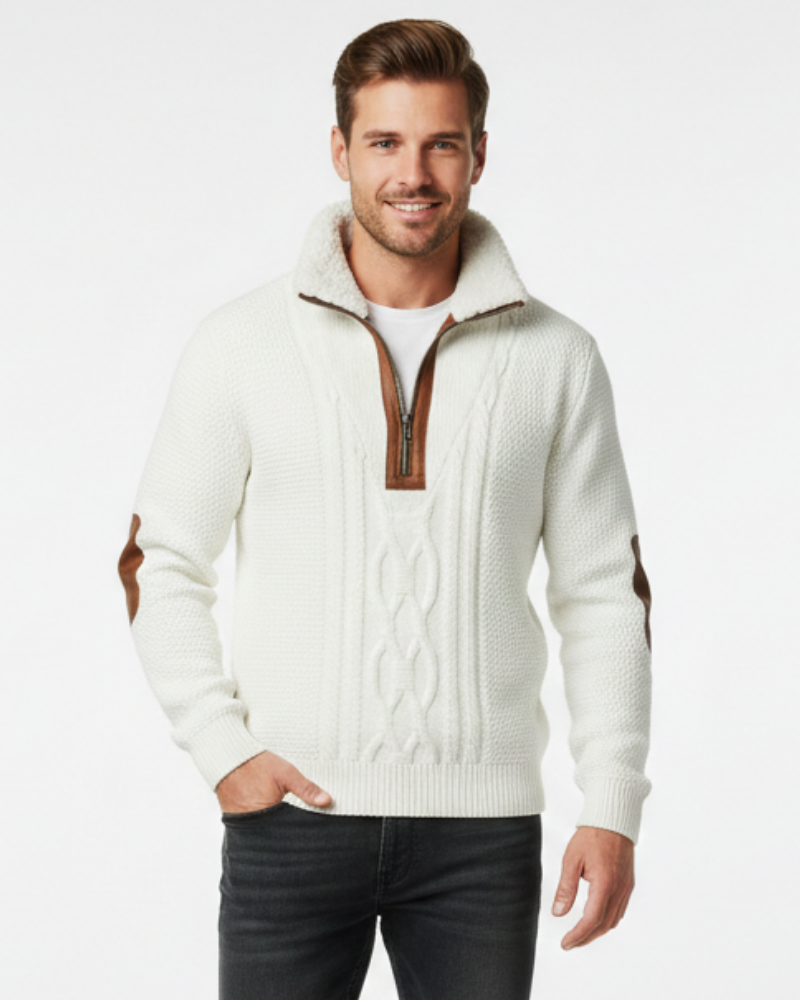 Quade férfi pulóver dupla gallérral – Szigetelő kötött anyag, tartós kényelem és letisztult stílus