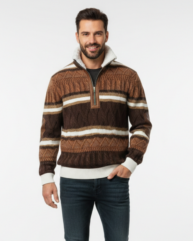 Quade férfi pulóver dupla gallérral – Szigetelő kötött anyag, tartós kényelem és letisztult stílus