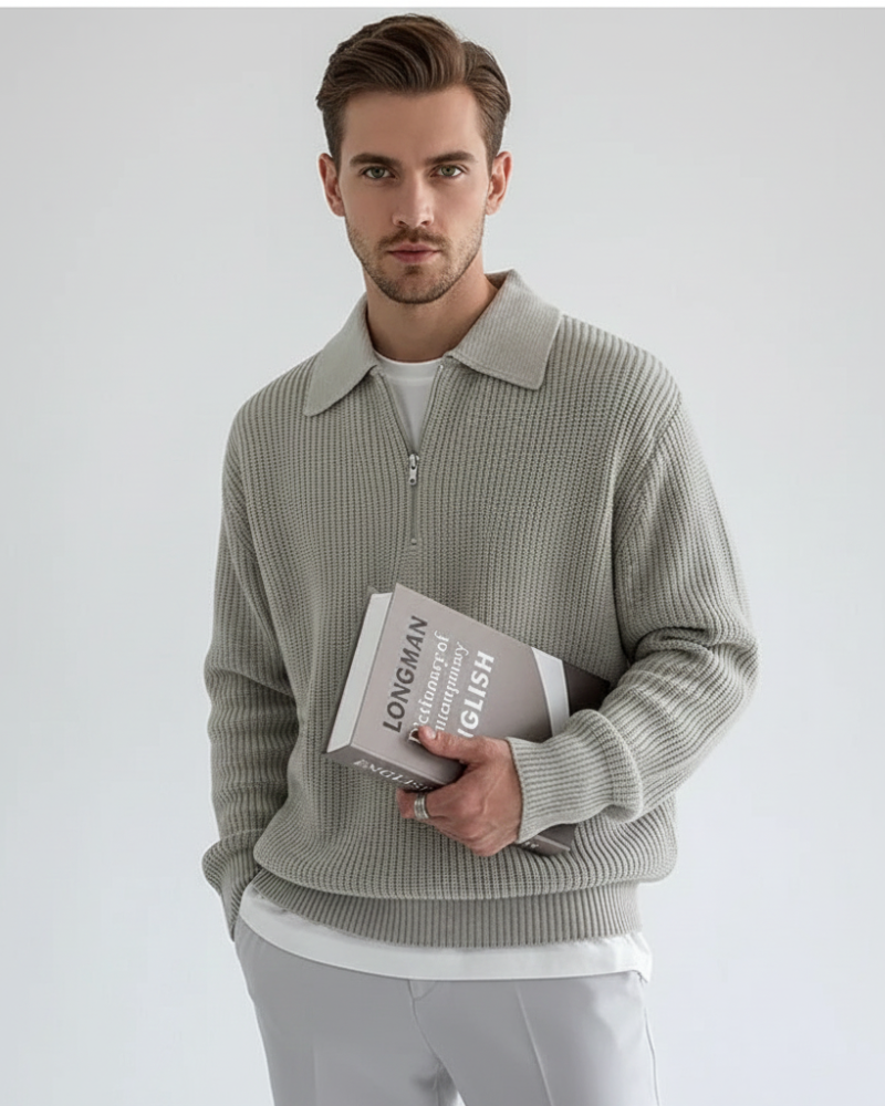 Giovanni Muški Pulover s Patentnim Zatvaračem Old Money – Uredan i Ugodan za Jesen i Zimu