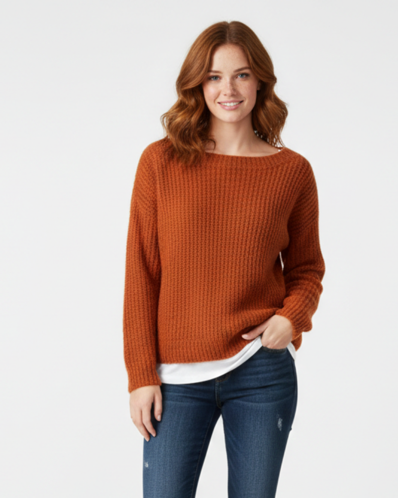 Daphne Pull Tricot Mujer Emora Nova – Tejido Suave, Escote Bote y Corte Cómodo