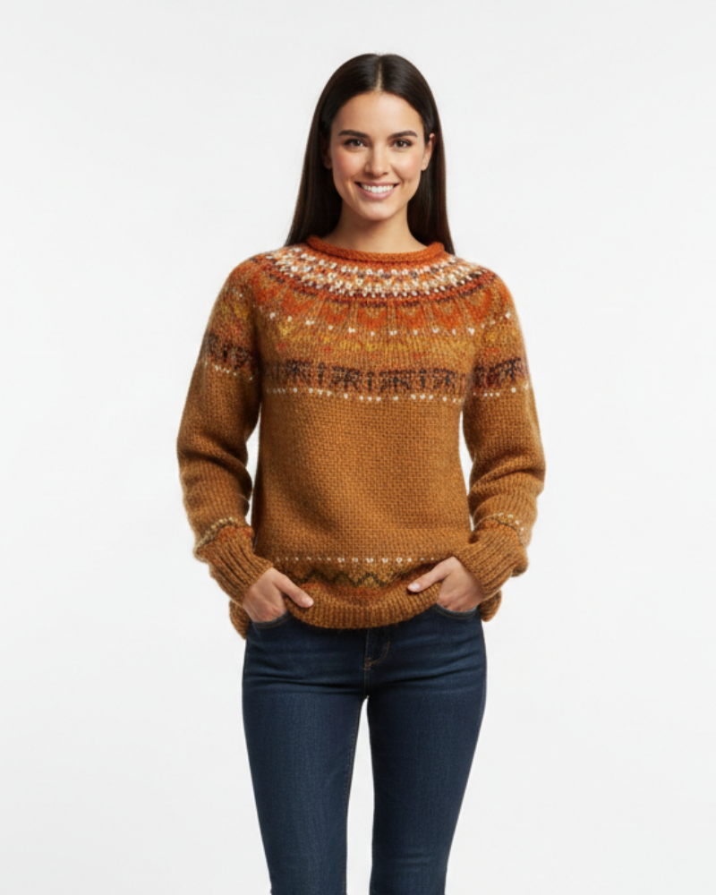 Clara Damestrui Fair Isle Gekleurd – Warme en Comfortabele Gebreide Trui voor de Winter