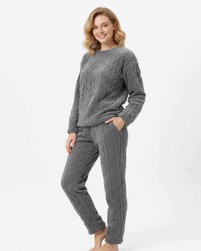 Lunie Yhdistelmä Naisten Oloasu – Lämmin ja Mukava Kaksiosainen Fleecepuku