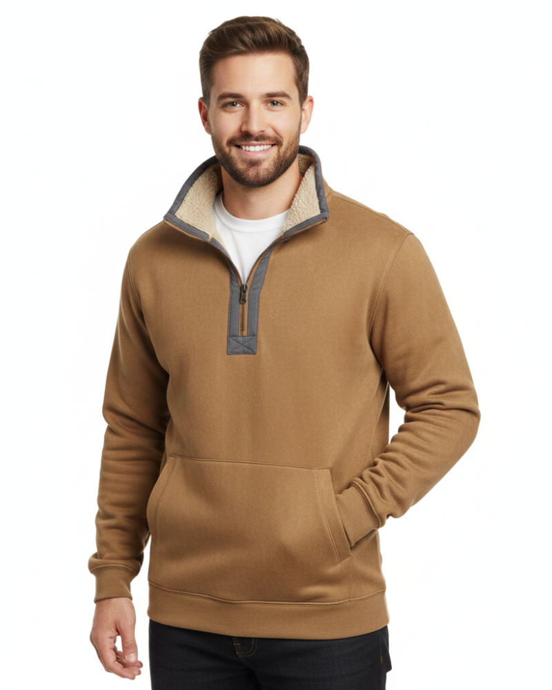 Marky Pull Zippé Pánsky – Mikina s polovičným zipsom, zateplená flísom s vysokým golierom a voľným strihom