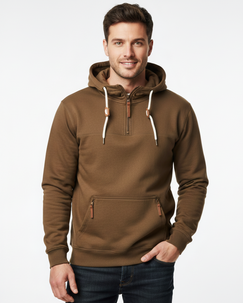 Jess muška zimska majica s kapuljačom – topla majica s kapuljačom s džepovima na patentni zatvarač i sportski stil