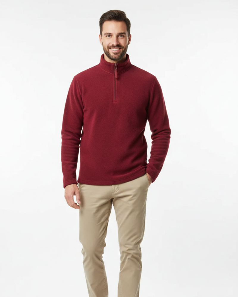 Callan Pánska polorozopínacia flísová mikina – ľahká, teplá a minimalistický zimný štýl