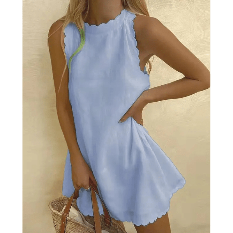 Abito midi da donna Tosca – Abito estivo leggero con elegante bordo smerlato e design senza maniche