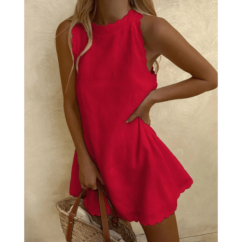 Abito midi da donna Tosca – Abito estivo leggero con elegante bordo smerlato e design senza maniche