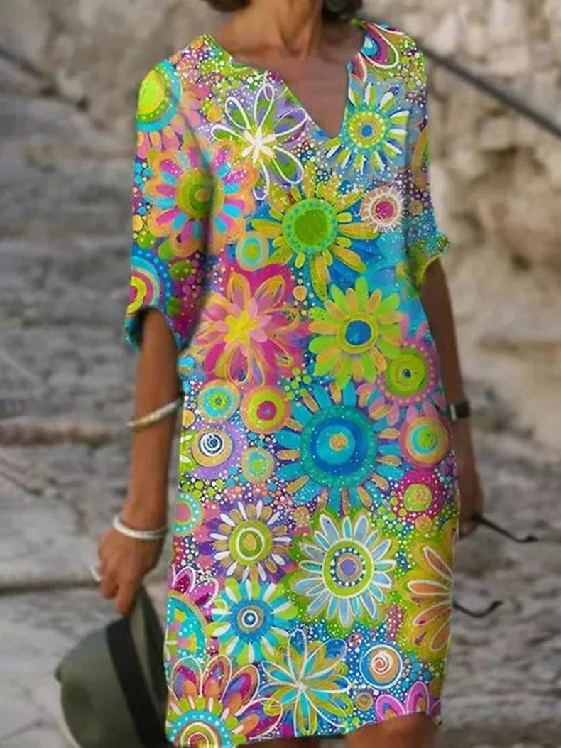 Brianna Robe Bohème Femme – Robe Été à Motif Fleuri avec Coupe Fluide & Style Décontracté Chic