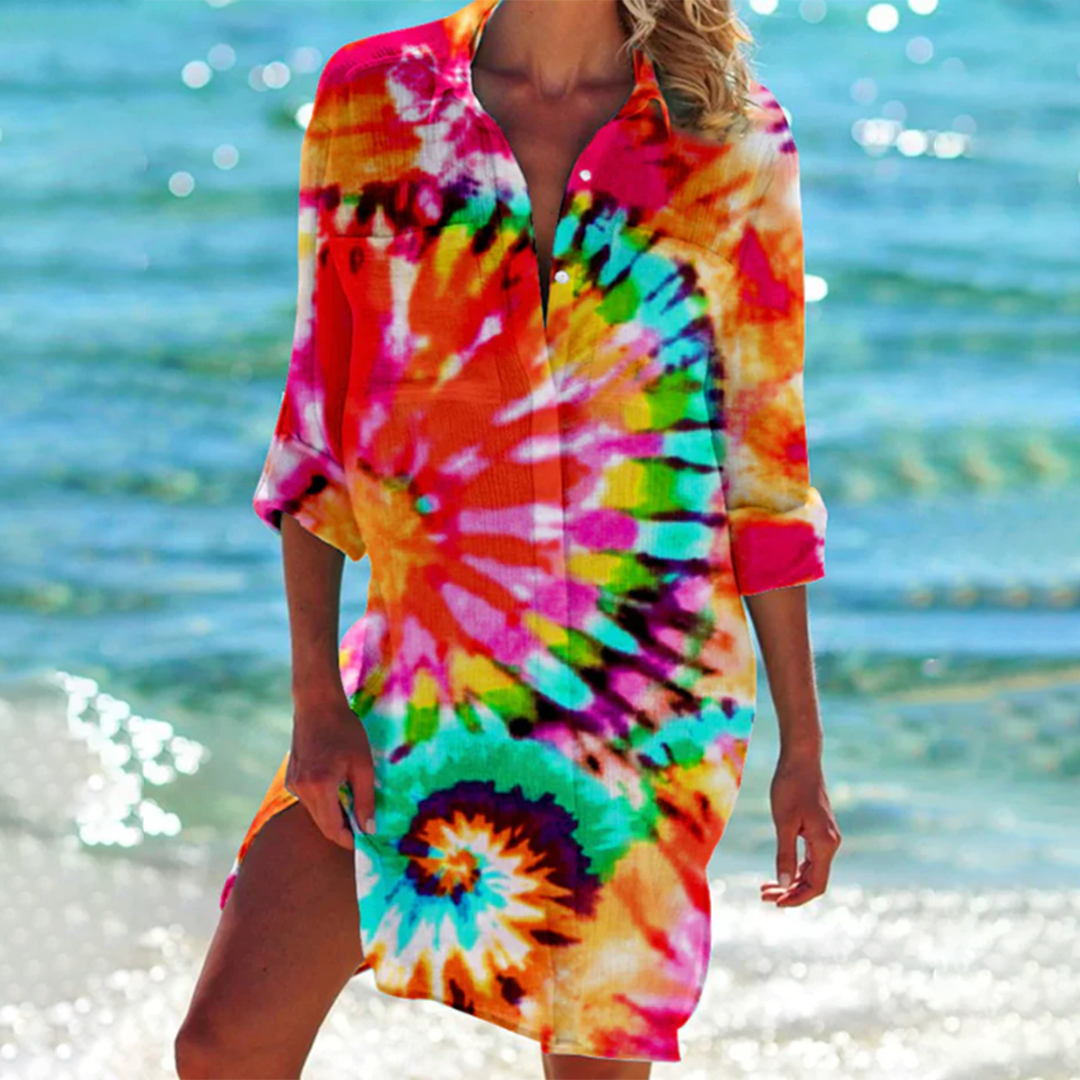 Valencia-Classic Abito camicia da donna - Elegante abito a trapezio nei colori estivi 