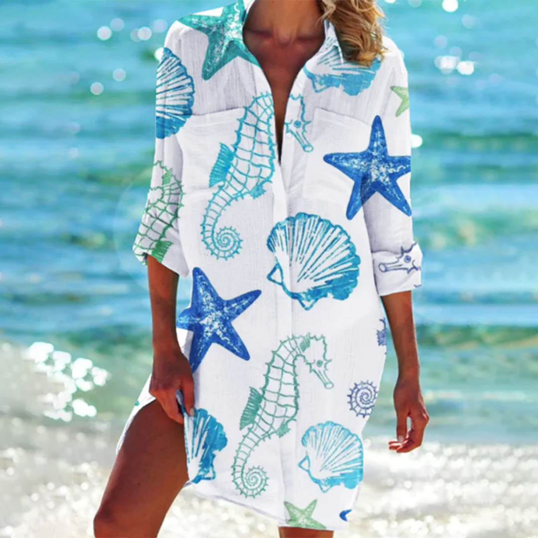 Valencia-Classic Abito camicia da donna - Elegante abito a trapezio nei colori estivi 