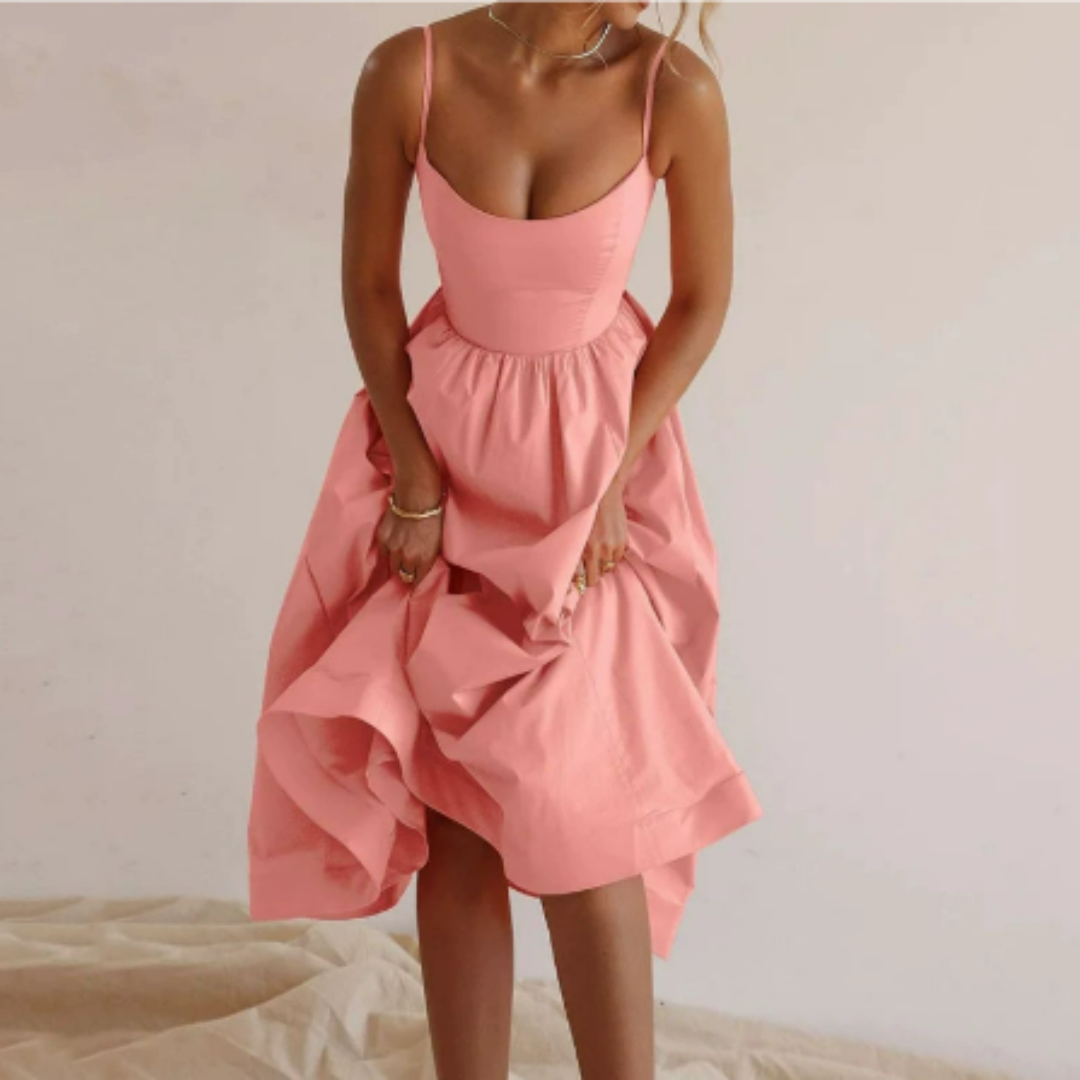 Abito estivo da donna Presley - Abito midi senza maniche a trapezio, leggero ed elegante