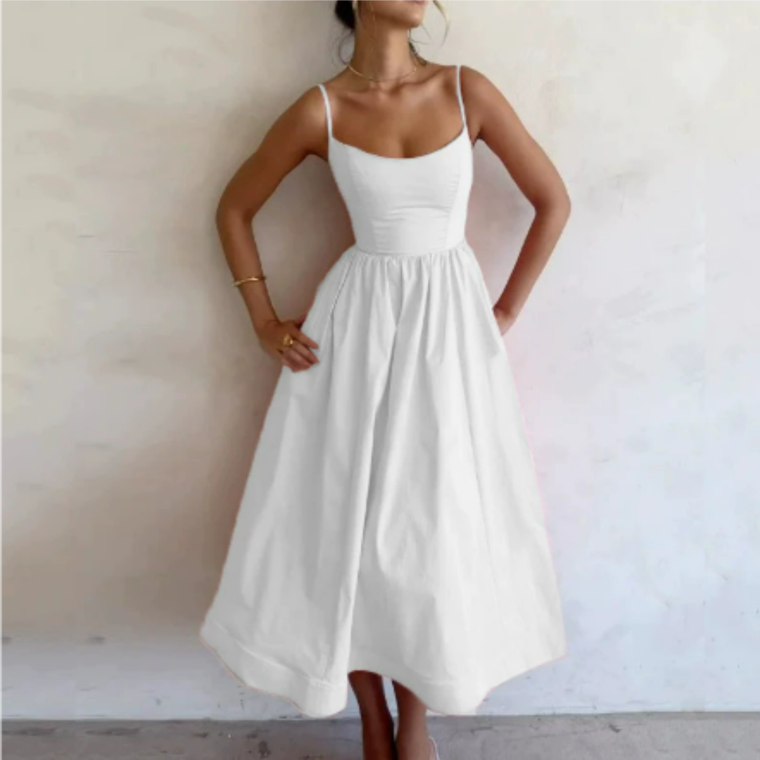 Abito estivo da donna Presley - Abito midi senza maniche a trapezio, leggero ed elegante
