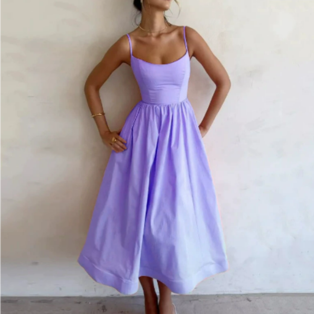 Abito estivo da donna Presley - Abito midi senza maniche a trapezio, leggero ed elegante