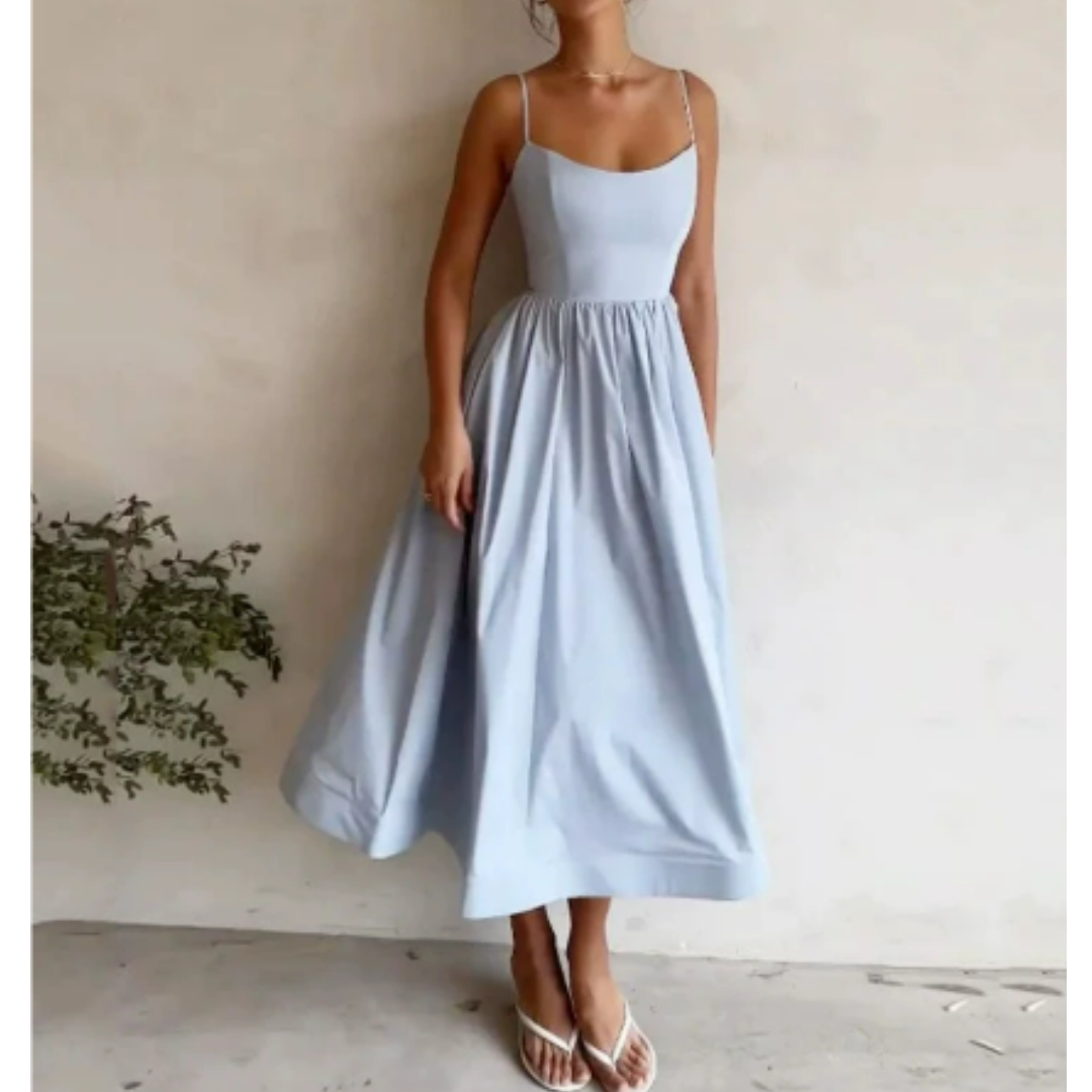 Abito estivo da donna Presley - Abito midi senza maniche a trapezio, leggero ed elegante