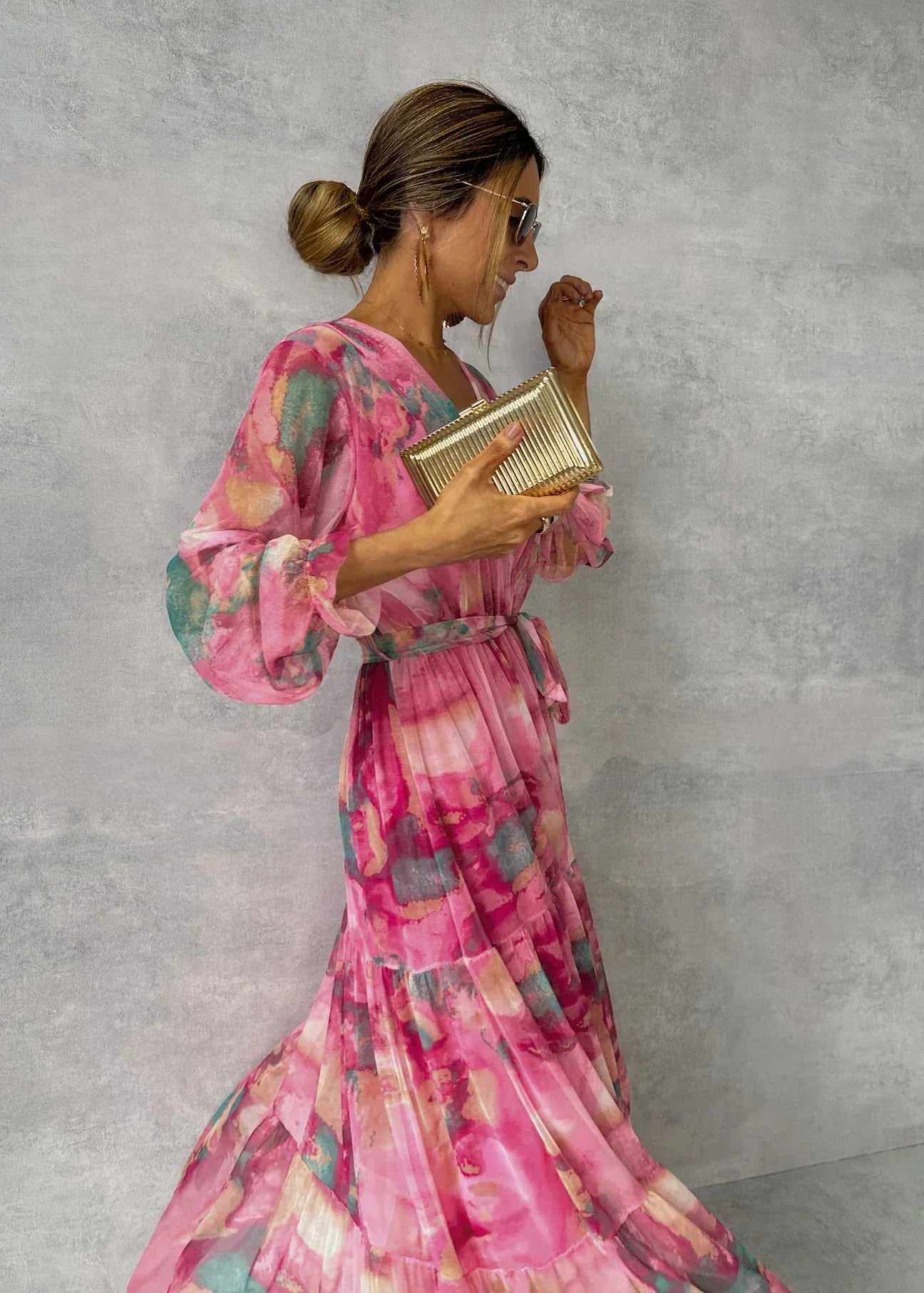 Abito estivo da donna Mary - Abito lungo leggero a maniche lunghe, elegante e moderno