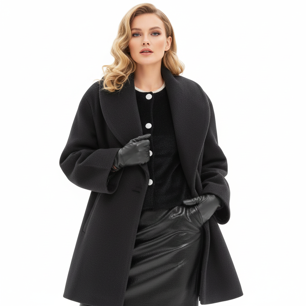 Vicky Manteau Oversize Femme – Longue Veste Élégante avec Revers Larges & Coupe Fluide