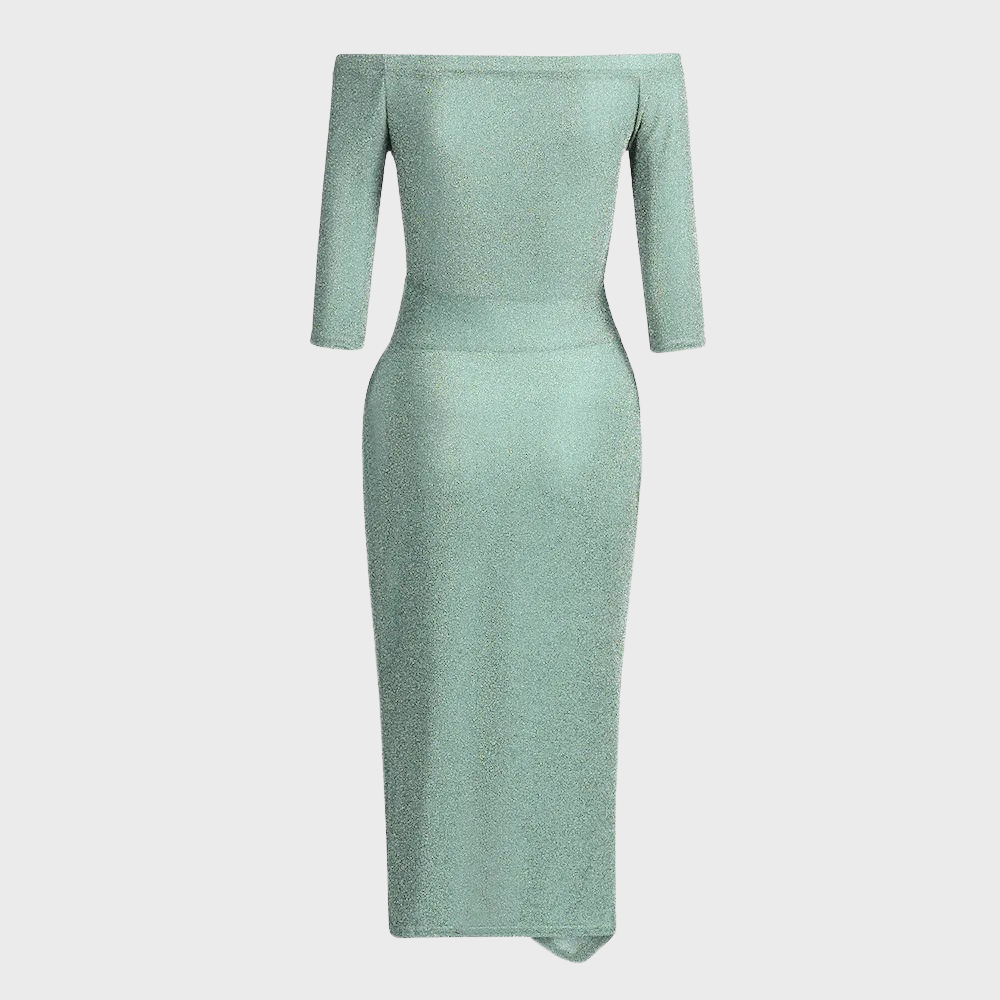 Robe Pailletée Vilja pour Femme – Robe Longue à Manches Courtes avec Détails Brillants pour Occasions Festives