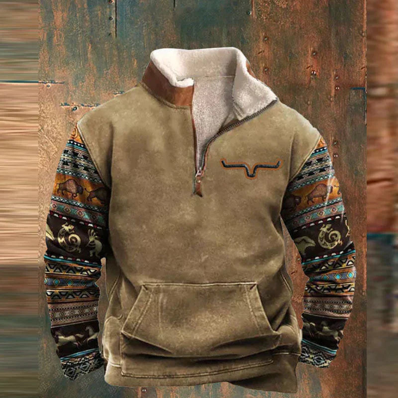 Maglione da uomo Ethan: moderno maglione con cerniera in morbido e confortevole cotone con uno stile chic