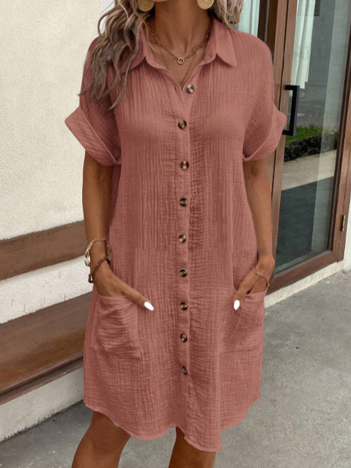 Albertine Robe Chemise Femme – Coupe Décontractée Boutonnée en Coton Léger et Respirant