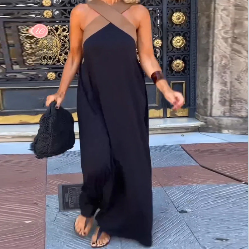 Abito lungo da donna Sienna - Elegante abito estivo con spalline incrociate e vestibilità comoda