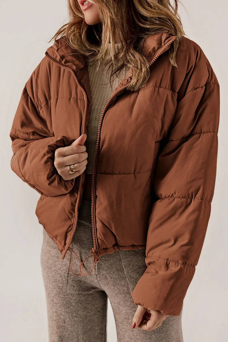 Mallory Doudoune Courte para Mujer – Abrigo de Invierno Oversize con Cuello Alto Caliente