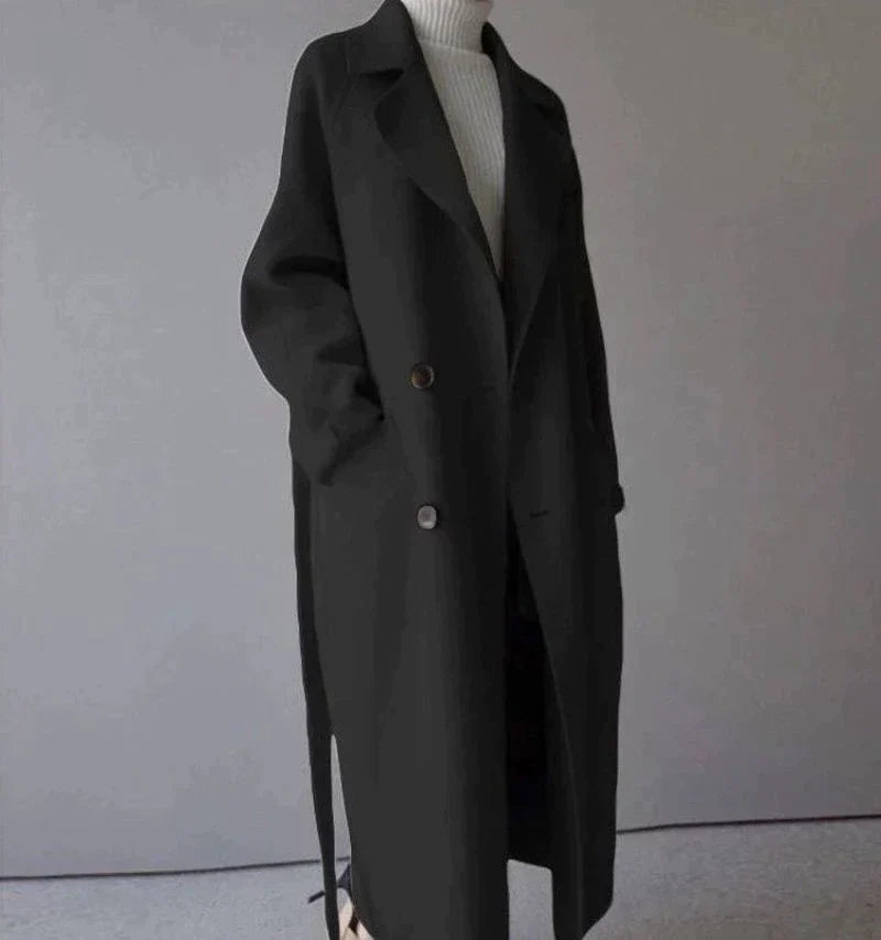 Isabelle Femme Manteau Long en Laine – Élégant & Confortable Manteau d’Hiver Intemporel