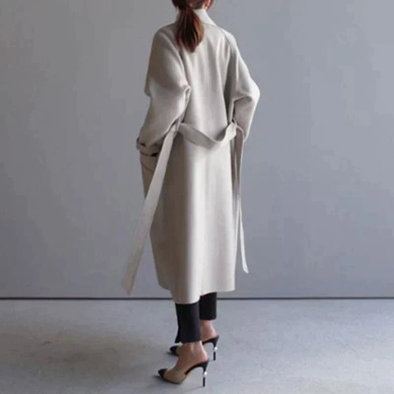 Isabelle Femme Manteau Long en Laine – Élégant & Confortable Manteau d’Hiver Intemporel
