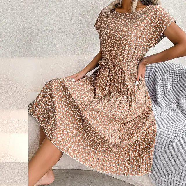 Abito estivo da donna Julia – Abito leggero a fiori con vestibilità ampia e scollo a barchetta