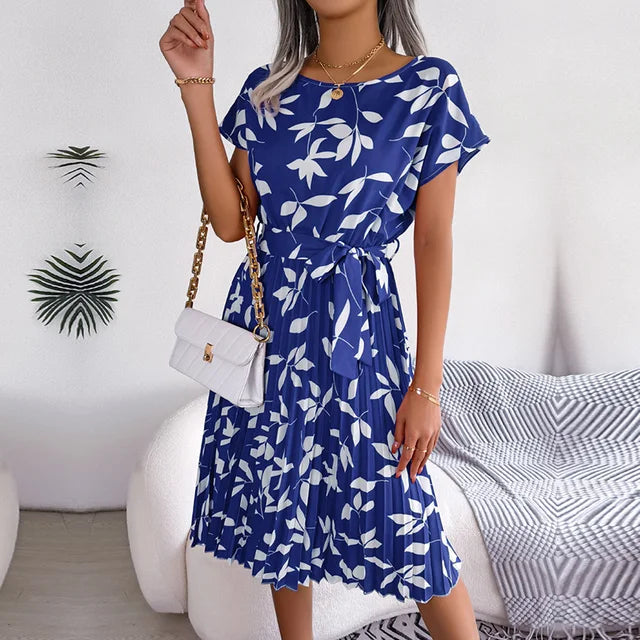 Abito estivo da donna Julia – Abito leggero a fiori con vestibilità ampia e scollo a barchetta