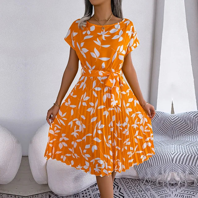 Abito estivo da donna Julia – Abito leggero a fiori con vestibilità ampia e scollo a barchetta