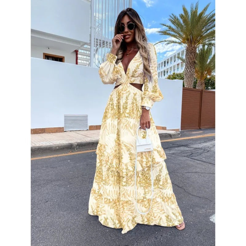 Abito lungo da donna Fioraelle - Elegante abito da sposa a maniche lunghe