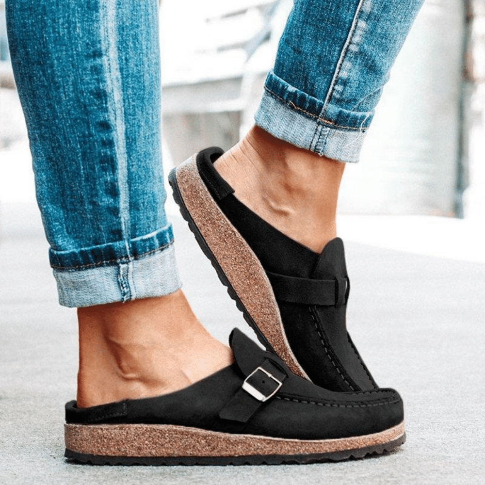 Zoccoli comfort da donna Georgia - Ciabatte ergonomiche con cinturino e fibbia per uno stile casual
