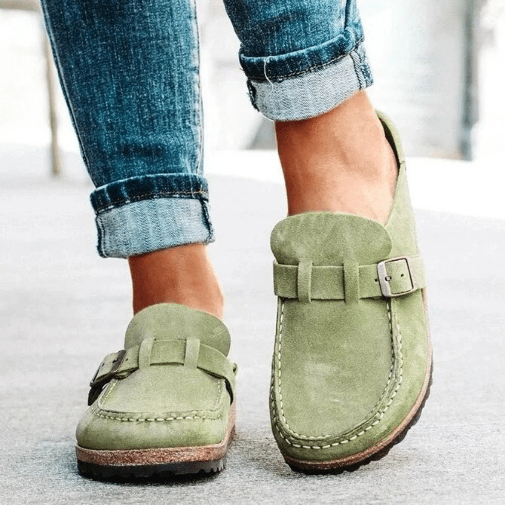 Zoccoli comfort da donna Georgia - Ciabatte ergonomiche con cinturino e fibbia per uno stile casual