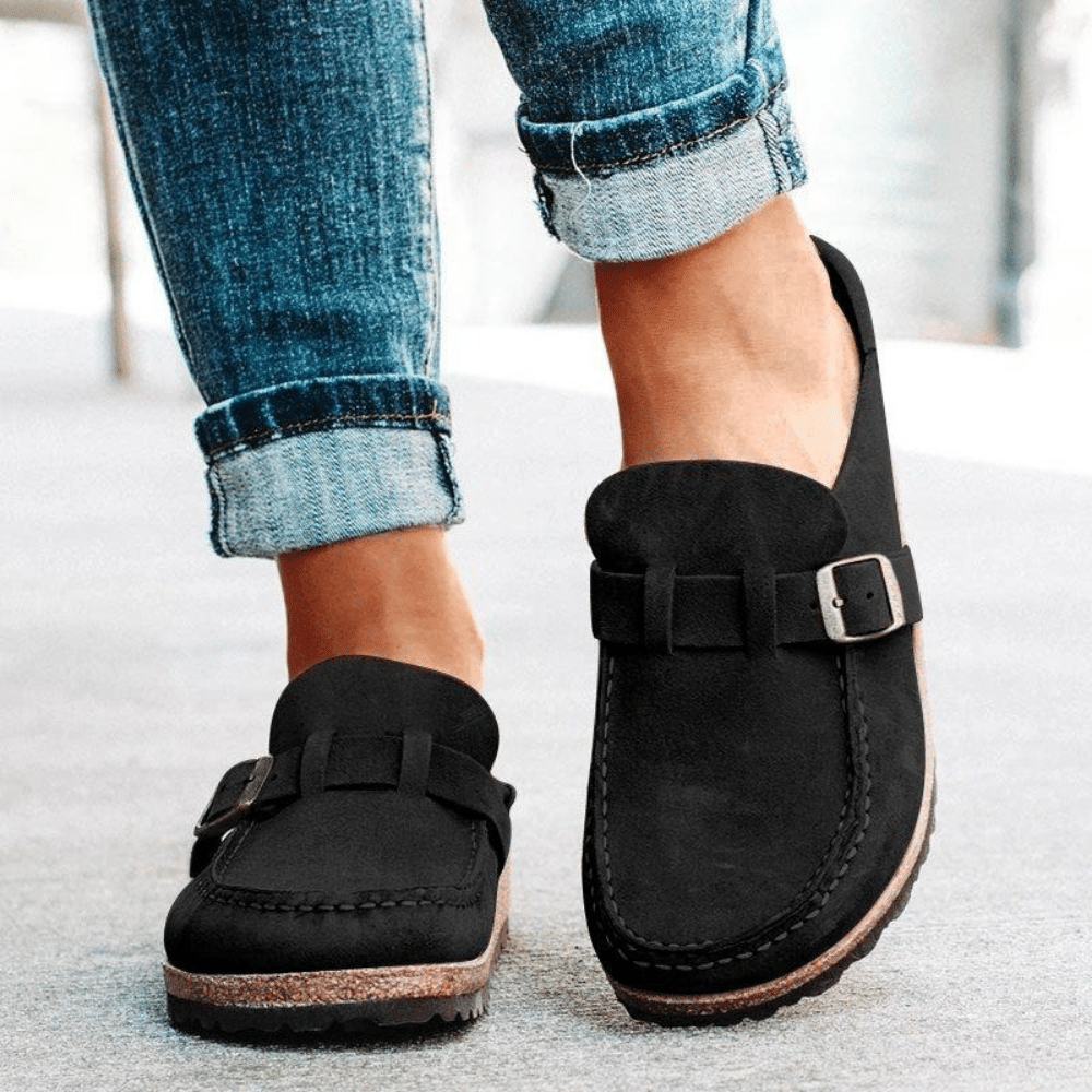 Zoccoli comfort da donna Georgia - Ciabatte ergonomiche con cinturino e fibbia per uno stile casual