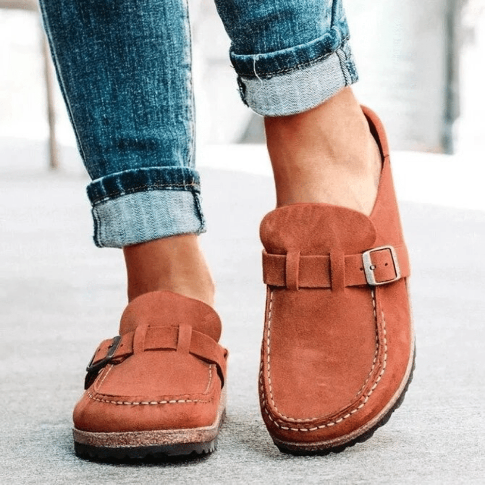 Zoccoli comfort da donna Georgia - Ciabatte ergonomiche con cinturino e fibbia per uno stile casual