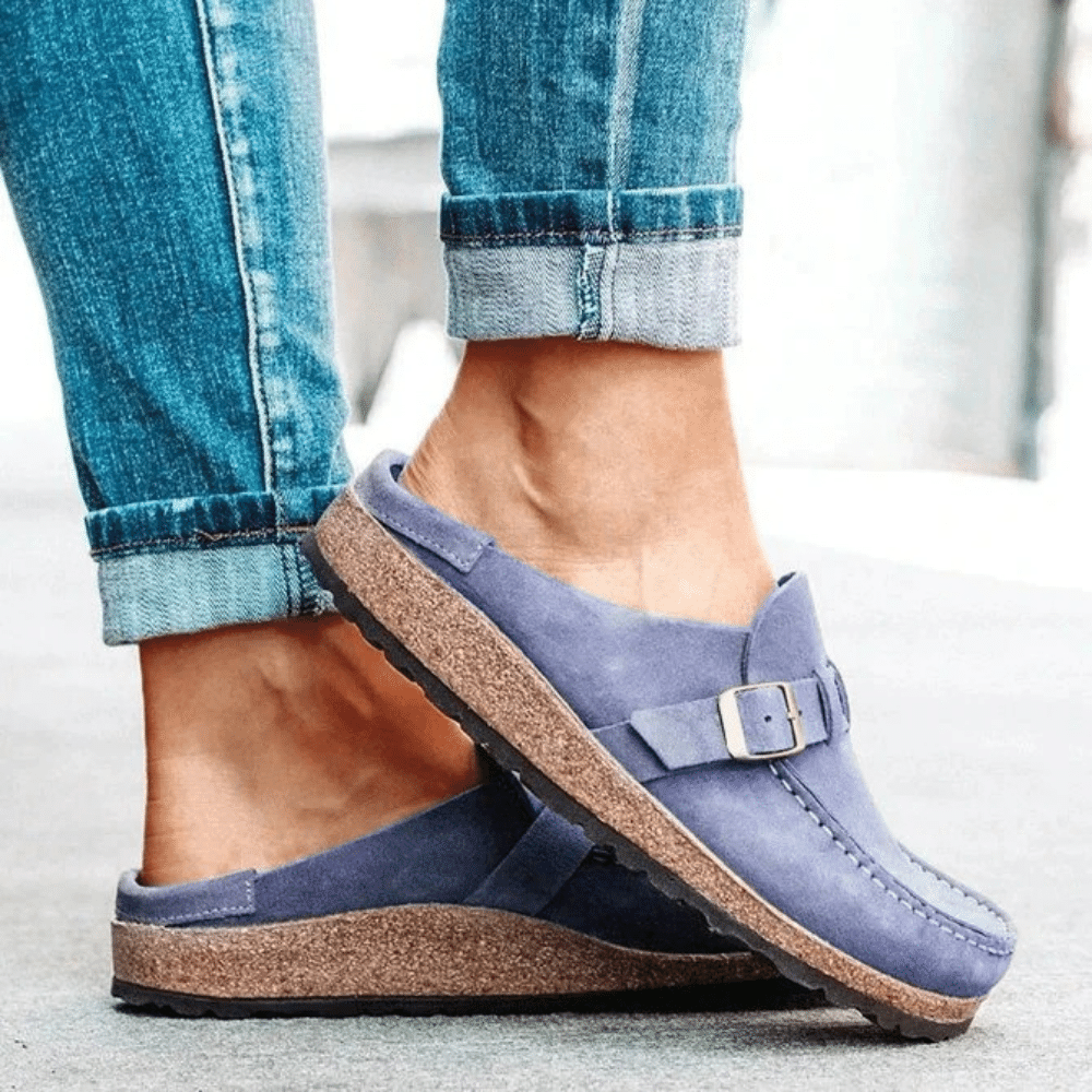 Zoccoli comfort da donna Georgia - Ciabatte ergonomiche con cinturino e fibbia per uno stile casual