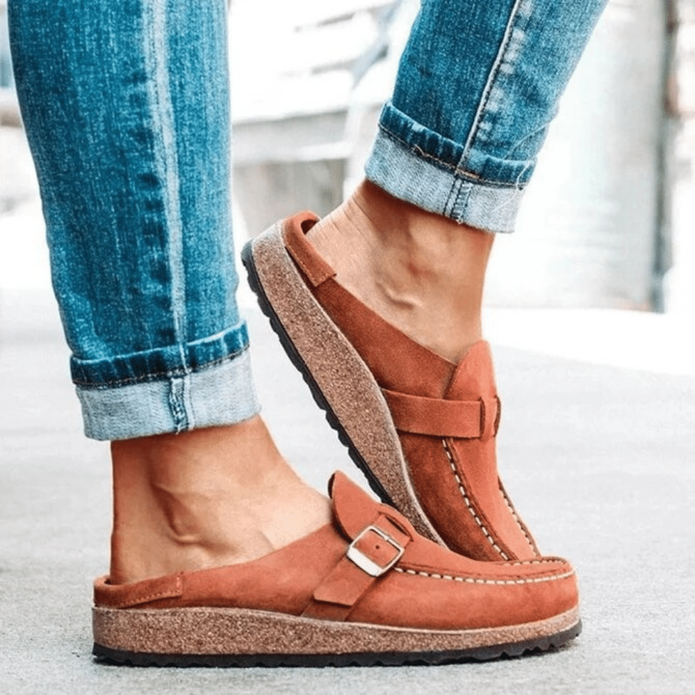 Zoccoli comfort da donna Georgia - Ciabatte ergonomiche con cinturino e fibbia per uno stile casual
