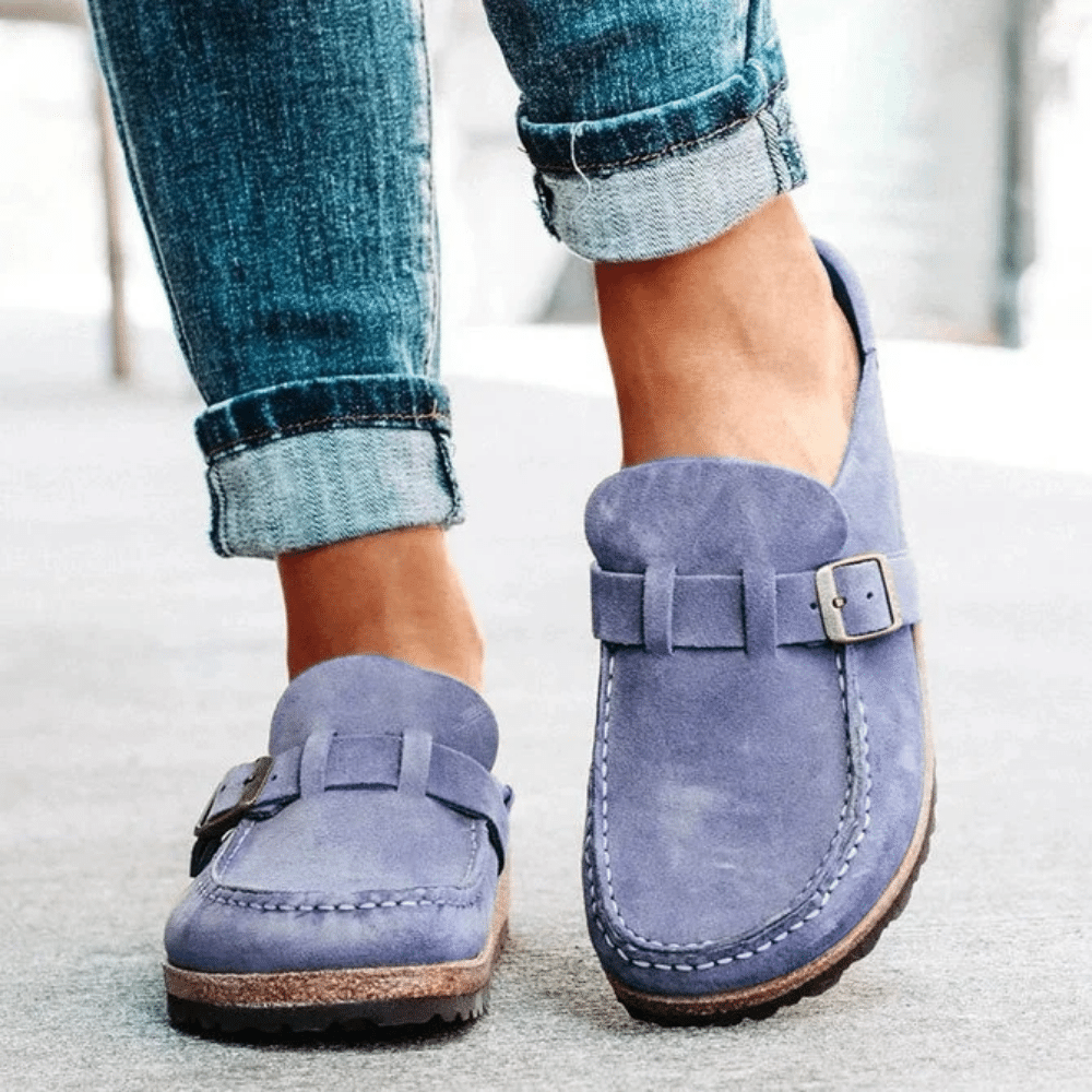 Zoccoli comfort da donna Georgia - Ciabatte ergonomiche con cinturino e fibbia per uno stile casual