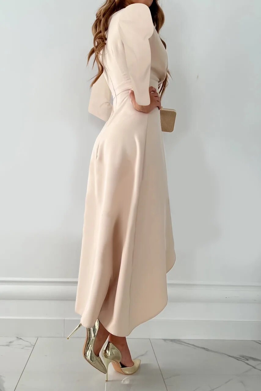 Abito elegante da donna Tessa - Abito lungo a maniche lunghe con scollo a V, vestibilità comoda ed elegante