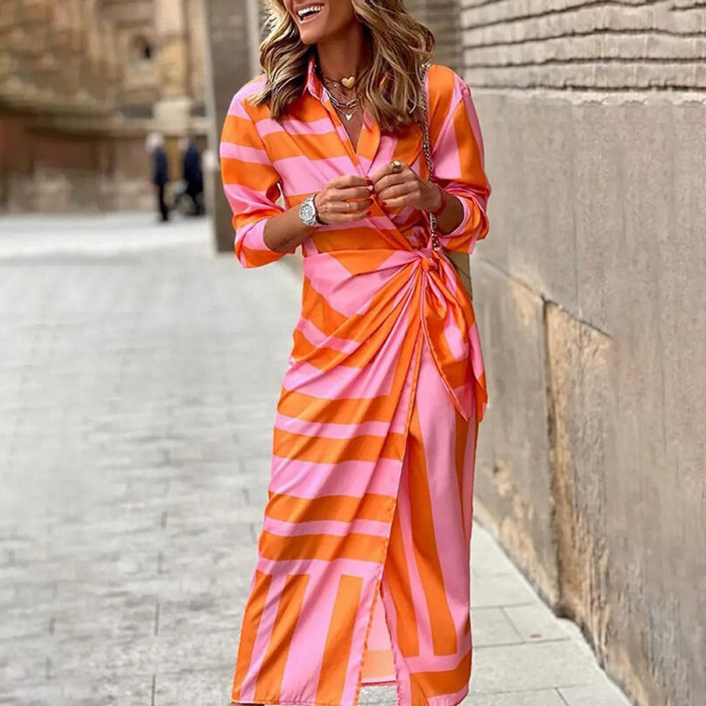 Jasmin Robe Femme – Robe Élégante avec Imprimé Symétrique & Coupe Confortable pour Toutes les Saisons