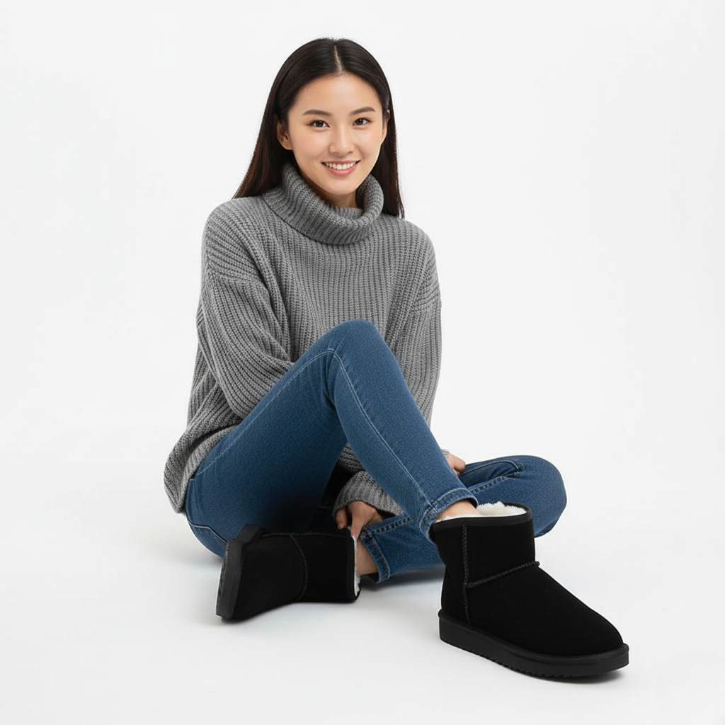 Zafira Ghete pentru femei căptușite cu polar – cizme scurte confortabile cu efect de piele întoarsă